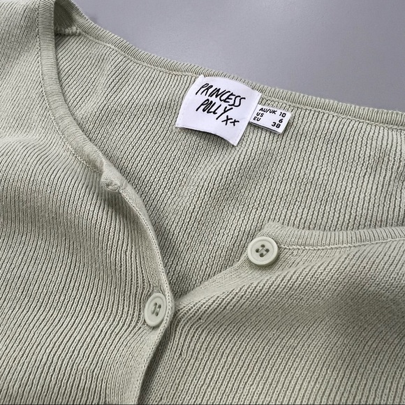PRINCESS POLLY Green Michael Top Crop Cardigan - Picture 3 of 7
